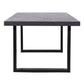 Moderne eettafel Blax zwart met houten blad en metalen frame.