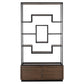 Moderne wandkast Bonvoy met houten onderkast en metalen frame.