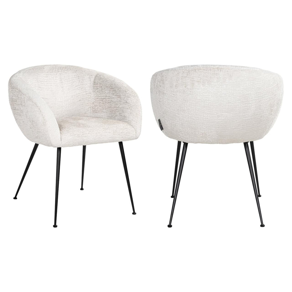 Moderne eetkamerstoel Ruby cream fusion met zwarte poten.