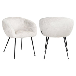 Moderne eetkamerstoel Ruby cream fusion met zwarte poten.