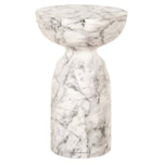 Marmeren bijzettafel Kita in wit met grijze aders, elegant en modern design.
