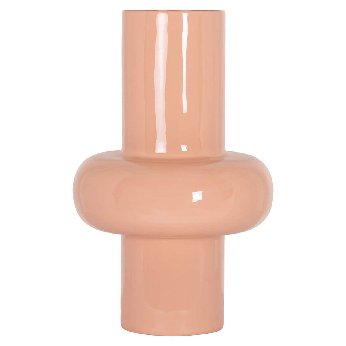 Salmon roze vaas van keramiek, modern design, Richmond Interiors.