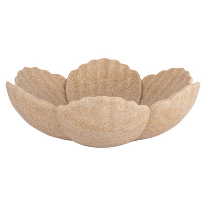 Kleine beige Shellie schaal met een bloemvormig ontwerp.