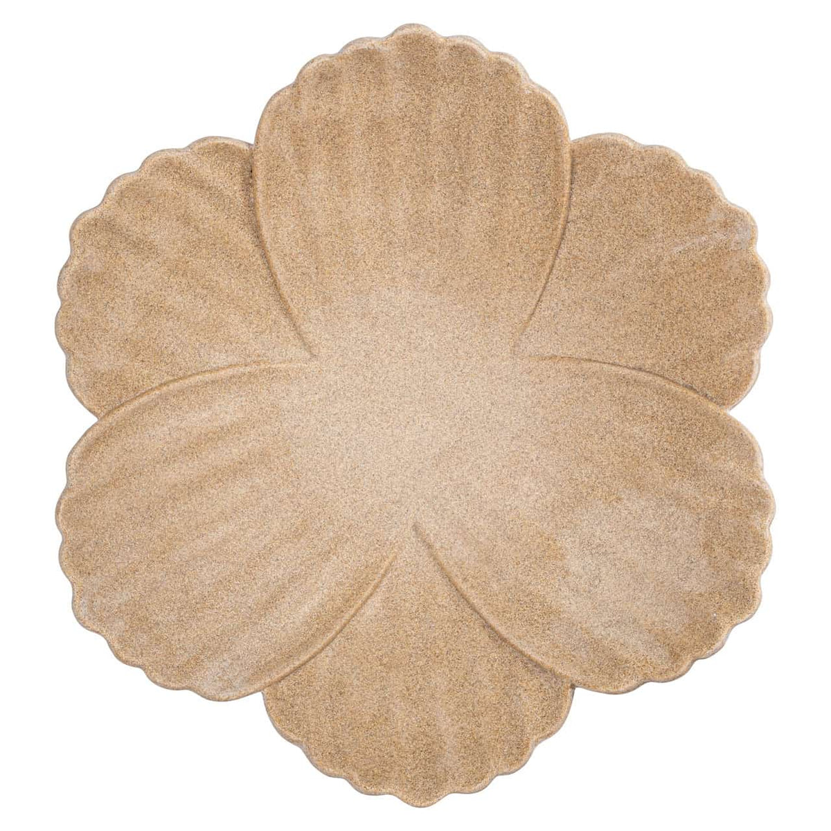 Beige petalvormige schaal van keramiek voor decoratie.