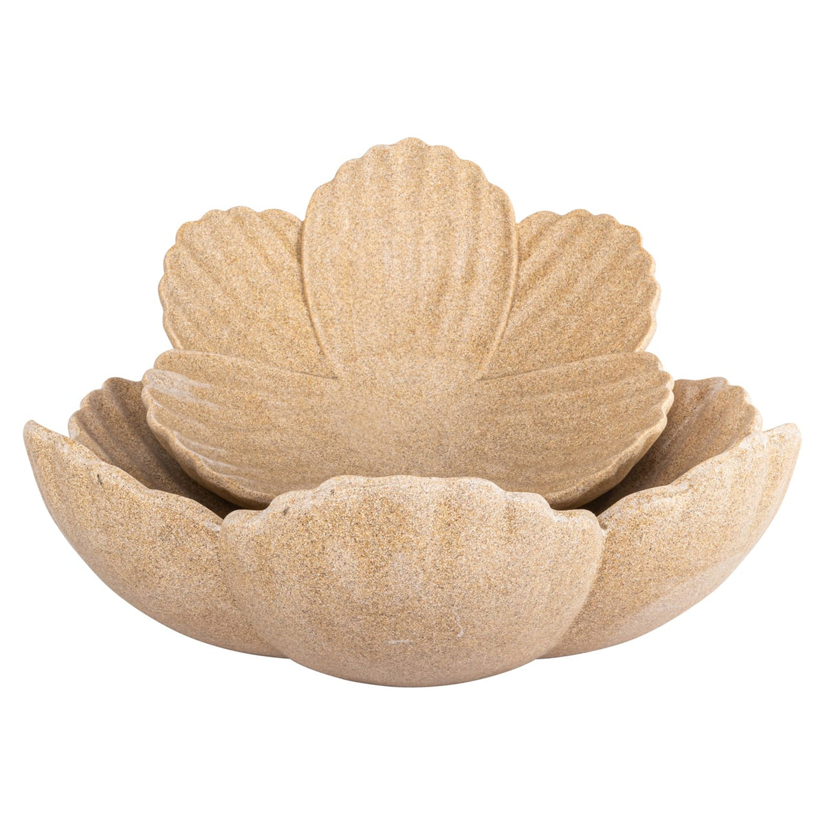 Beige Petal schaal van keramiek, elegant en decoratief.