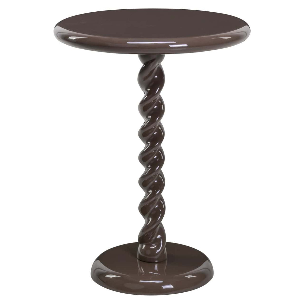 Elegante bijzettafel in Chestnut afwerking met gedraaide poot.