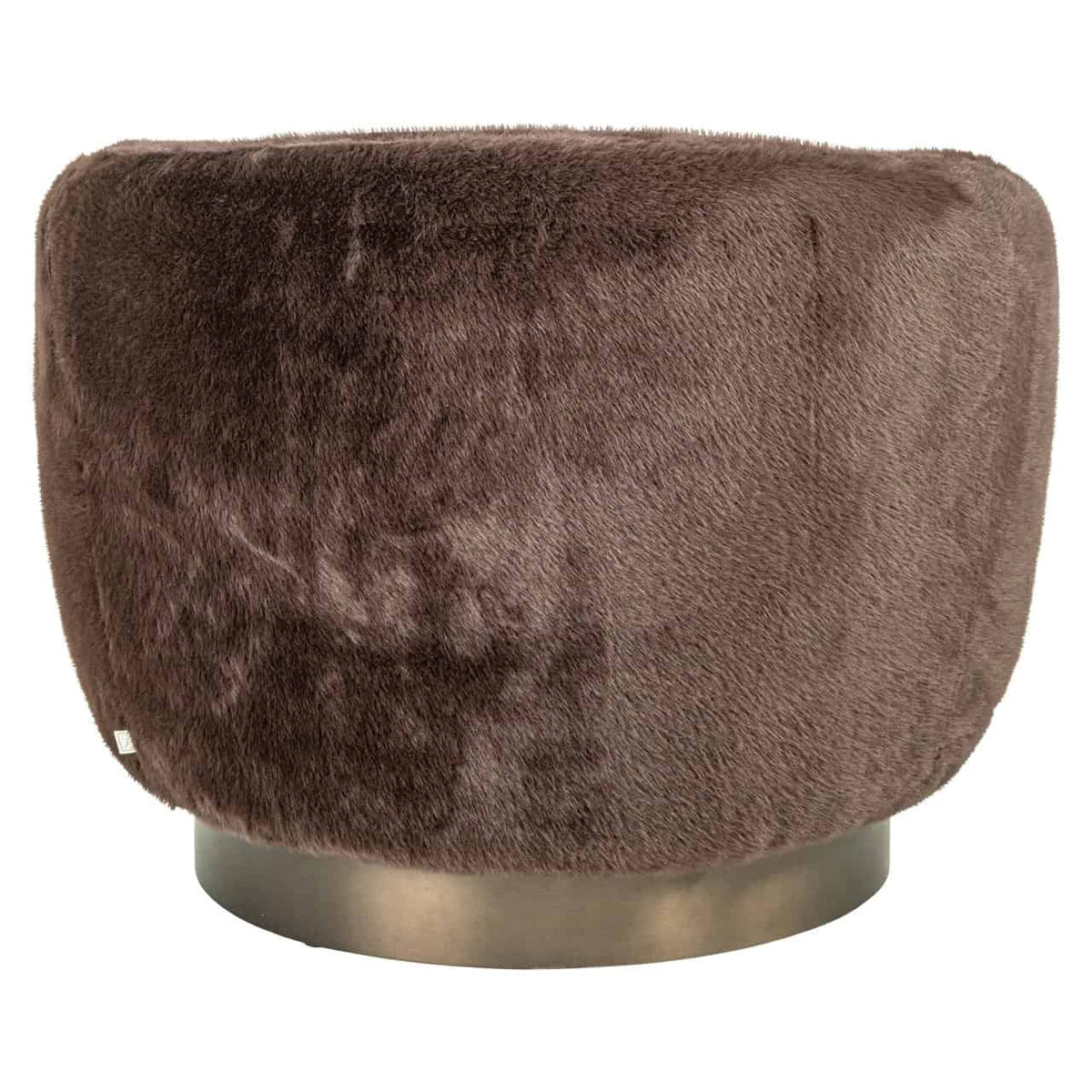 Luxe lounge stoel Colmar in chocoladebruin met fluweelachtige bekleding.