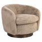 Lounge stoel Colmar in khaki fluffy stof, draaibaar en comfortabel.