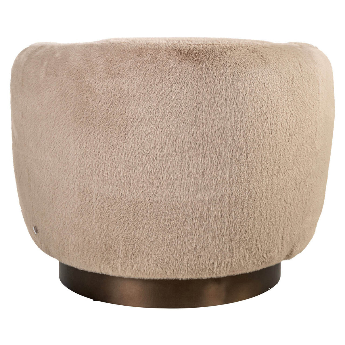 Lounge stoel Colmar in khaki fluffy stof met draaibare basis.