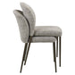 Moderne eetkamerstoel met earth tweed bekleding en zwarte metalen poten.