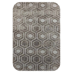 Bruin geometrisch vloerkleed met hexagon patroon van Richmond Interiors.