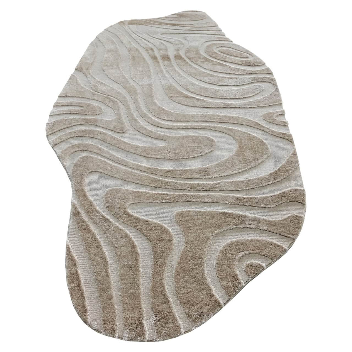 Beige vloerkleed Ivar met abstracte patronen 200x350.