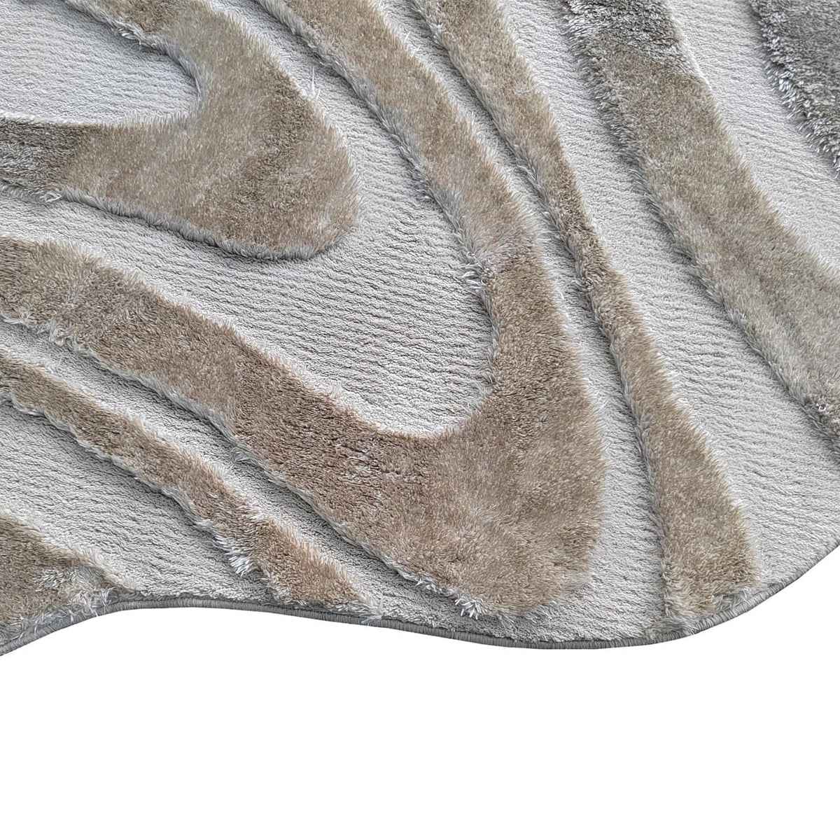 Luxe beige vloerkleed met textuur en patroon voor woonkamer.