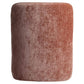 Velvet hoofdboard in roestkleur voor luxe slaapkamer.