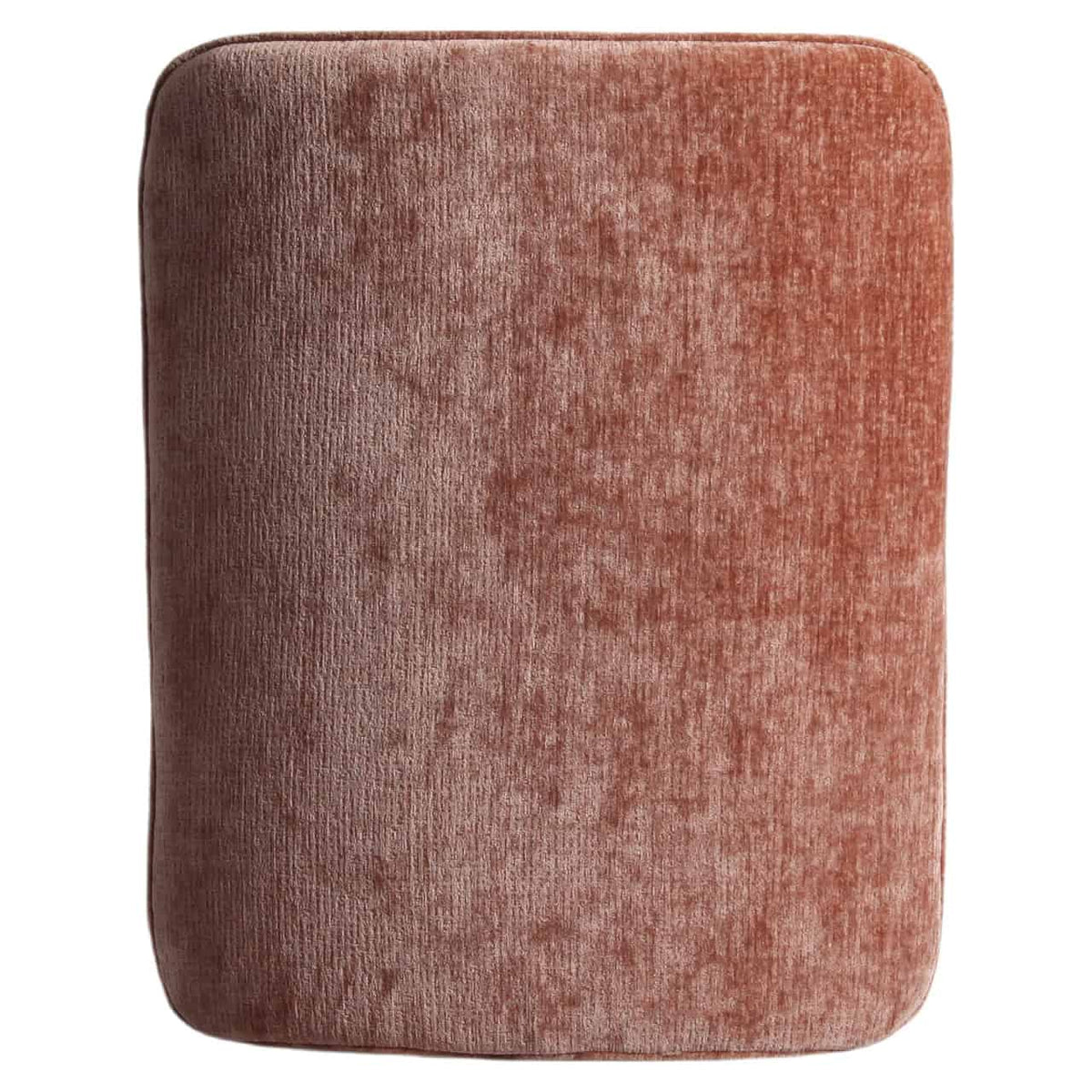 Velvet hoofdboard in roestkleur voor luxe slaapkamer.