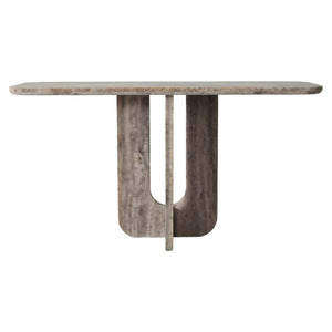 Moderne Console Westin grijze tafel met uniek ontwerp.