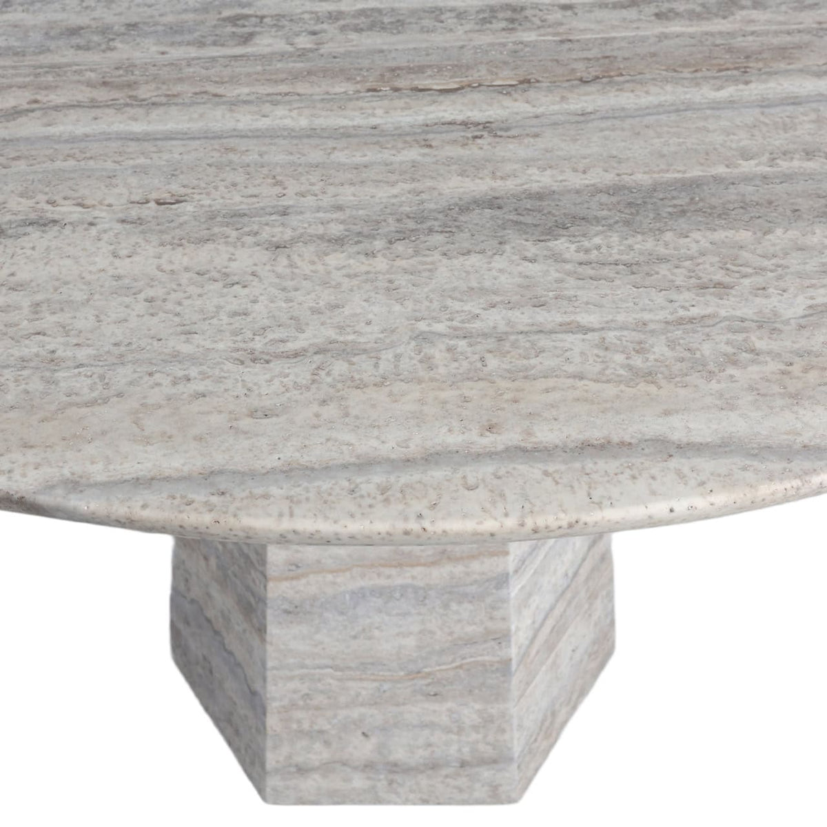 Eettafel Westin grey met marmeren afwerking en stevige basis.