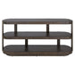 Elegante bruine console met drie planken voor woonkamer of hal.