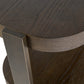 Close-up van de bruine console Ellington met metalen details.