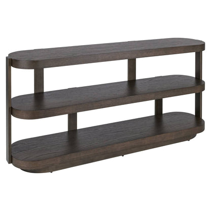 Bruine console Ellington met drie planken voor woonkamer of hal.