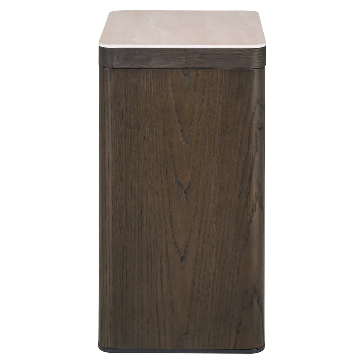 Nando bijzettafel in bruin hout met witte top voor woonkamer.