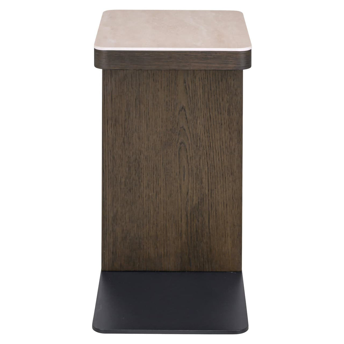 Nando bijzettafel in bruin met marmeren blad en zwart onderstel.