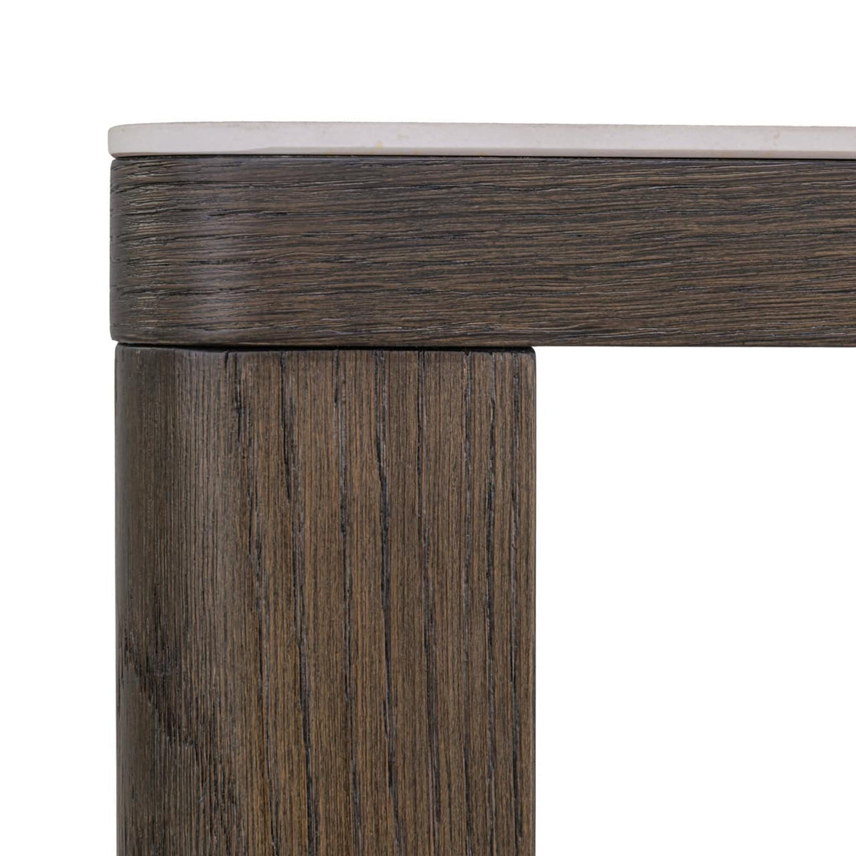Nando bijzettafel in bruin hout met witte top voor interieur.