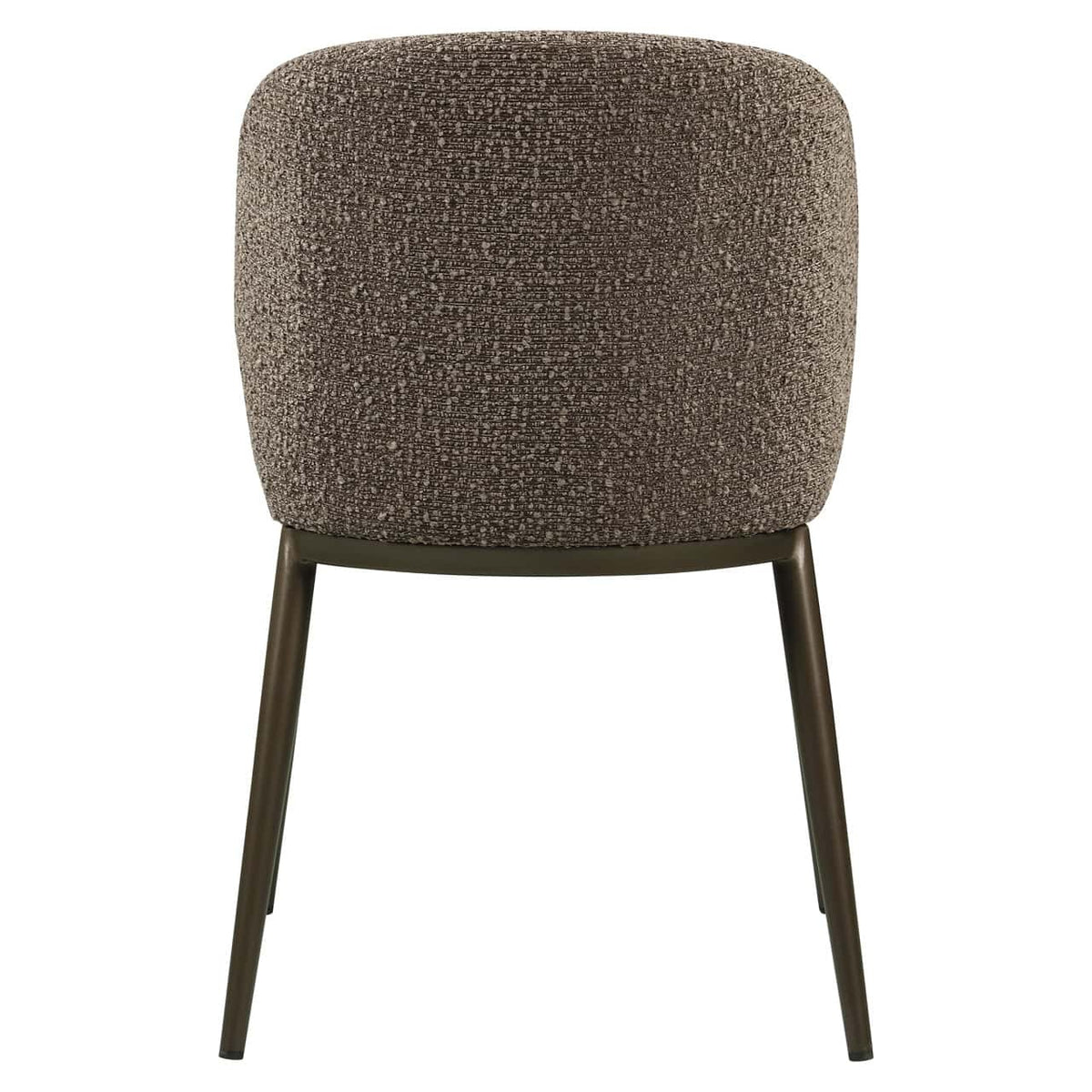 Eetkamerstoel Gandy bruin chunky met metalen poten voor moderne interieurs.