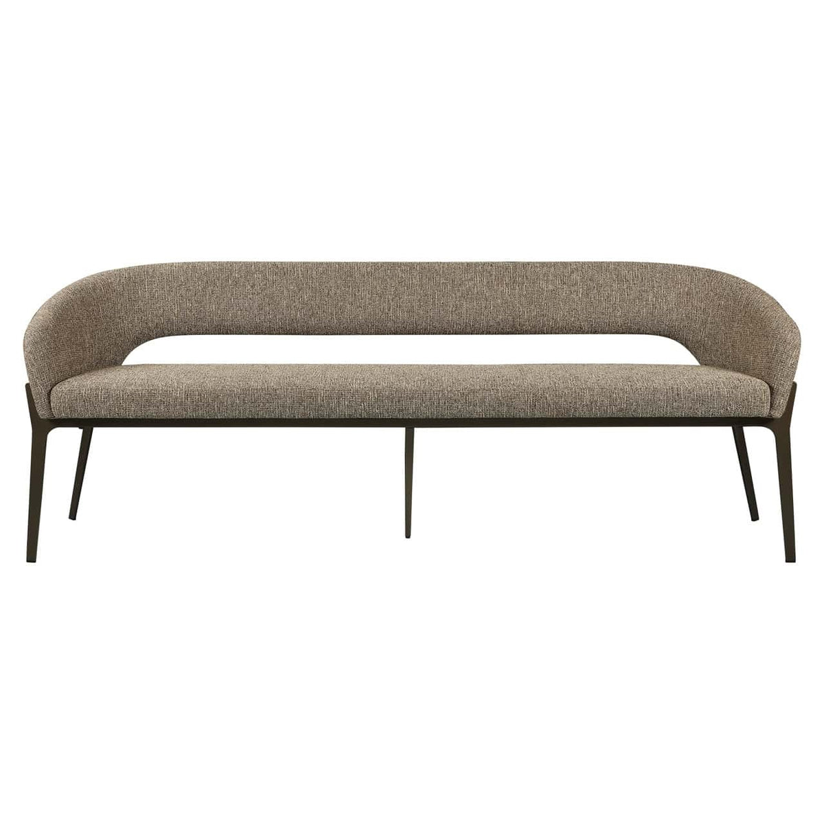 Eetkamer bank Kenzi in bruin tweed met zwart metalen poten.