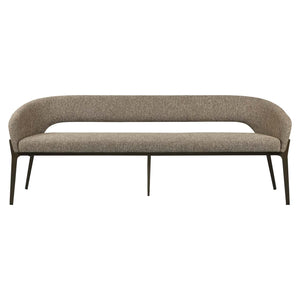 Eetkamer bank Kenzi in bruin tweed met zwart metalen poten.