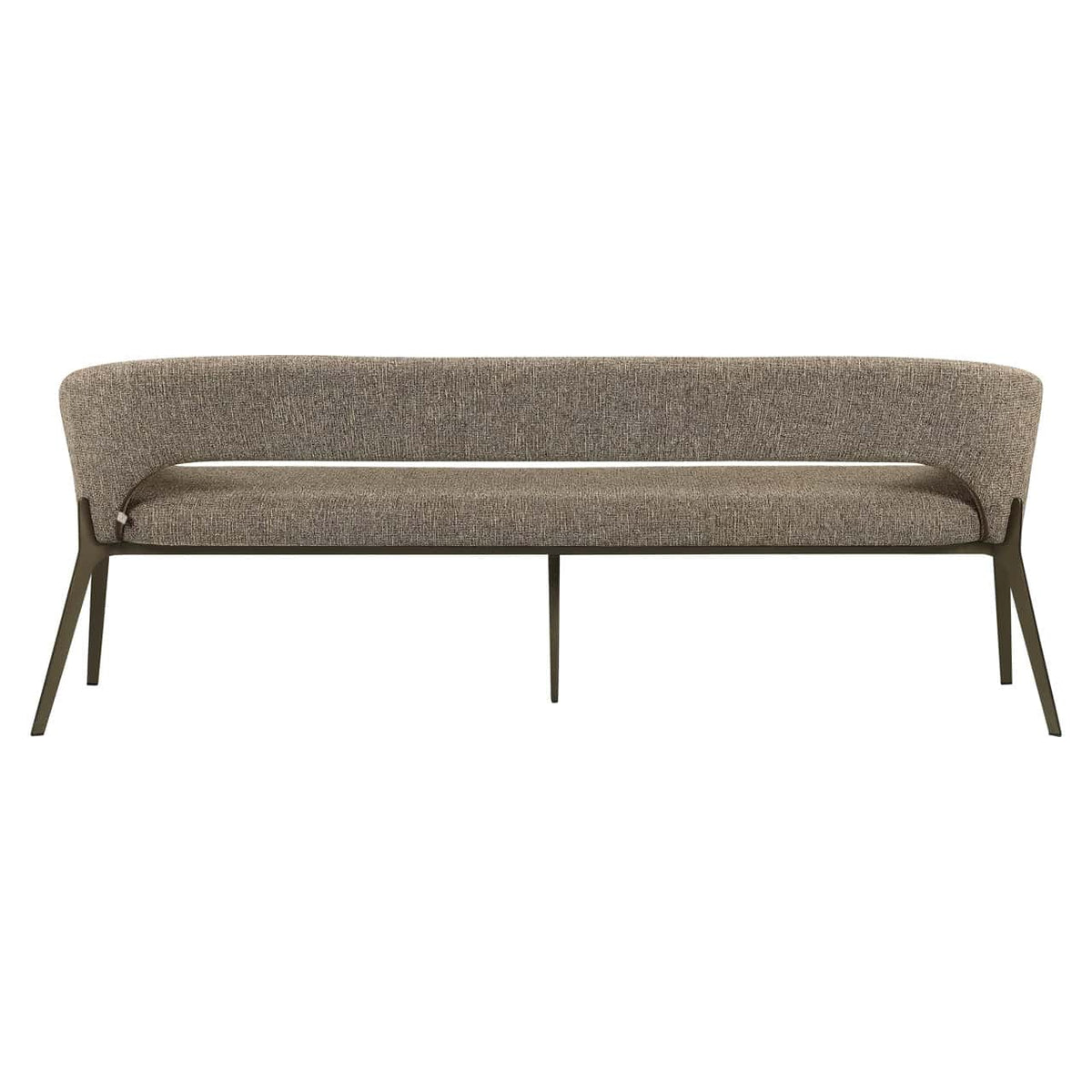 Eetkamerbank Kenzi in bruin tweed met metalen frame.
