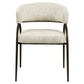 Eetkamerstoel Charda beige angora met houten frame en zachte bekleding.
