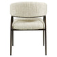 Eetkamerstoel Charda beige angora met zwarte metalen poten.