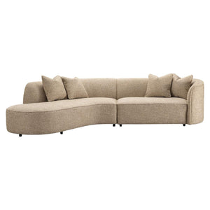 Bank Romero zand tweed ottoman links, comfortabel en stijlvol meubelstuk.