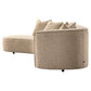 Bank Romero zand tweed ottoman met comfortabele kussens.