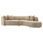Bank Romero zand tweed bank met chaise longue en kussens.