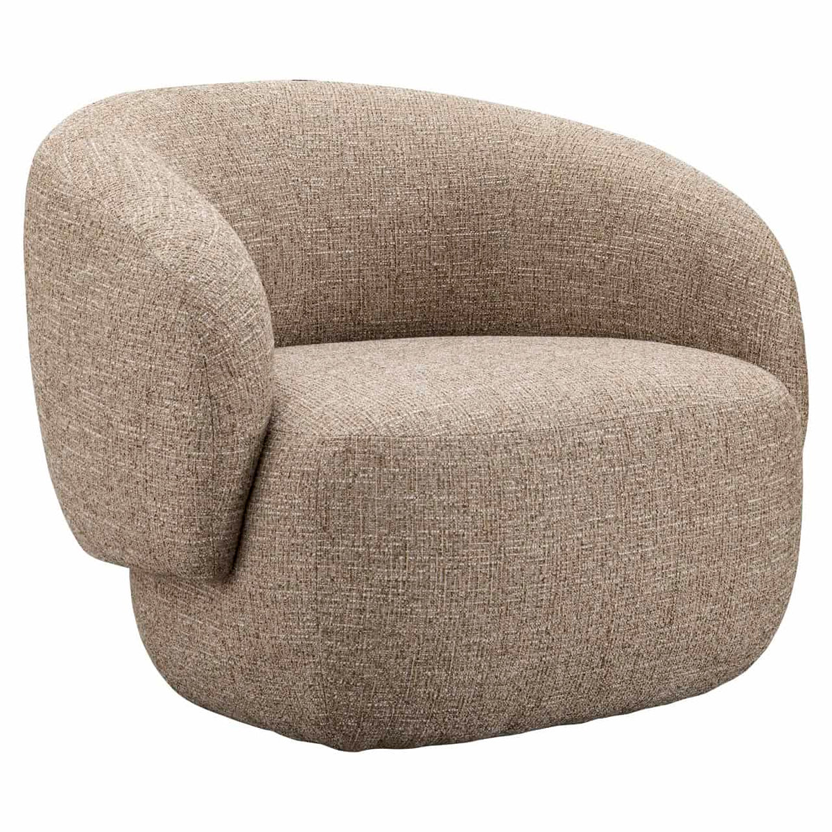 Lounge stoel Milano in zandkleurige tweed stof, modern design.