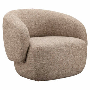 Lounge stoel Milano in zandkleurige tweed stof, modern design.