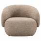 Milano lounge stoel in zandkleurige tweed stof, modern en comfortabel design.