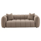 Mocca chunky 3-zitsbank met bijpassende kussens, modern en comfortabel.