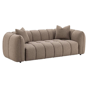 Bank Hogan mocca chunky 3-zits met kussens, modern design, comfortabel en brandvertragend.