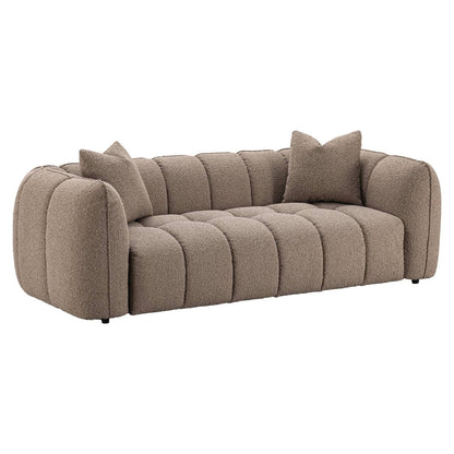 Bank Hogan mocca chunky 3-zits met kussens, modern design, comfortabel en brandvertragend.