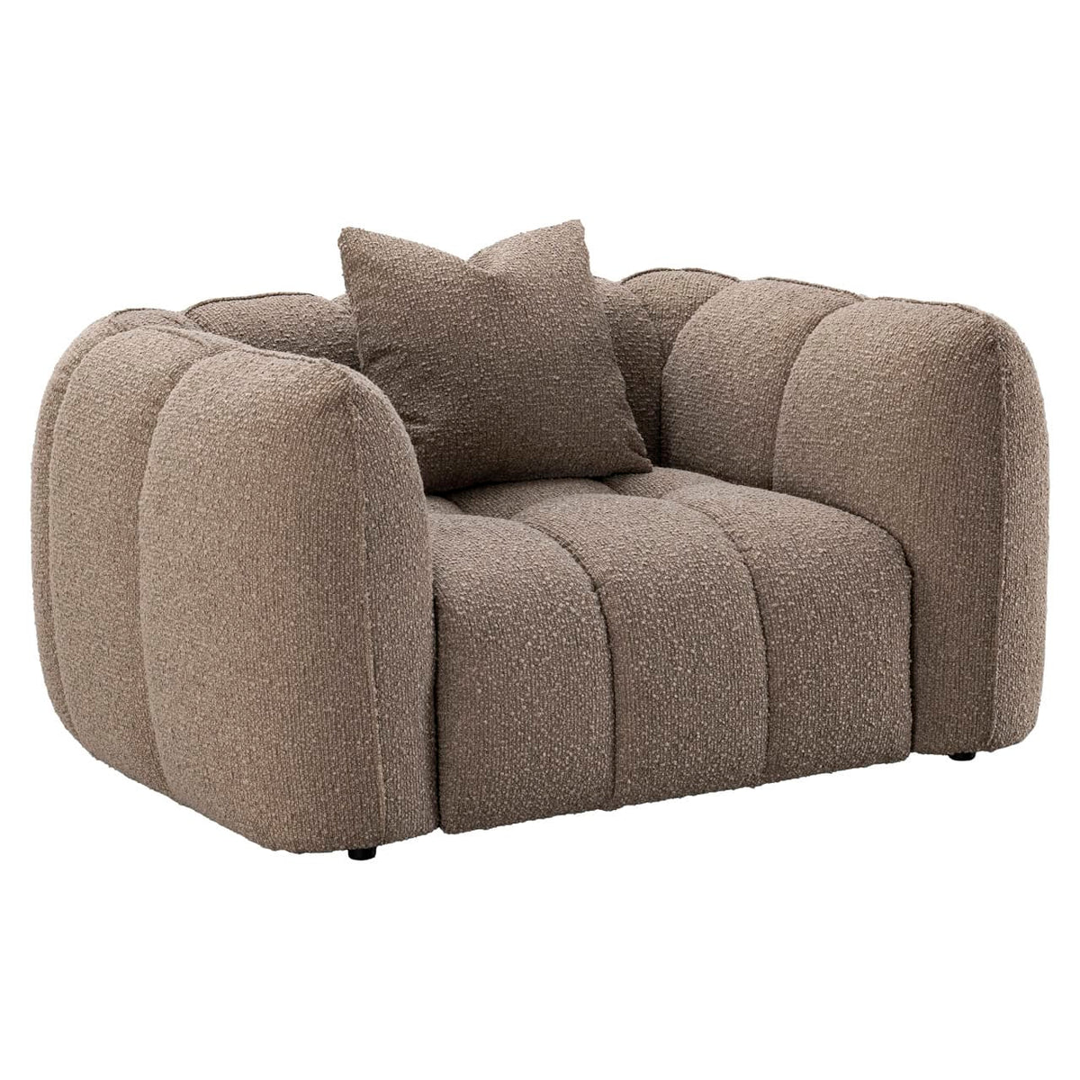 Lounge stoel Hogan mocca chunky met comfortabele kussens.