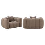 Luxe Hogan mocca chunky lounge stoel met bijpassende kussens.