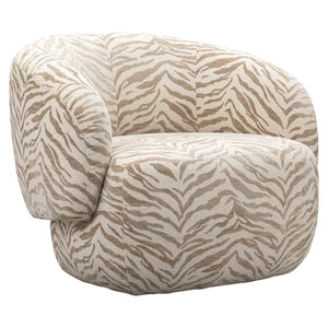Lounge stoel Milano met beige tiger print, modern en comfortabel design.