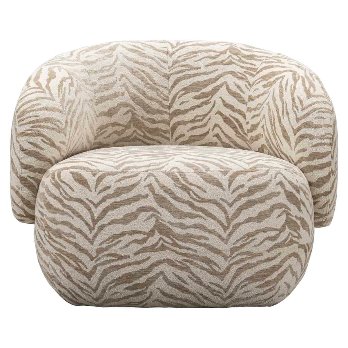 Lounge stoel Milano met beige tiger print, modern en comfortabel design.
