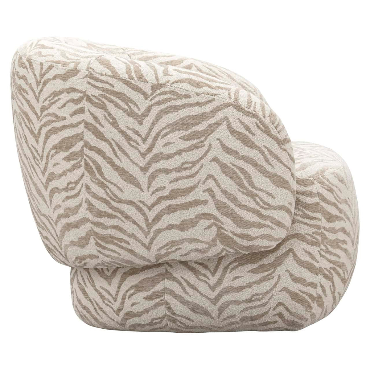 Lounge stoel Milano beige tiger met zebra patroon voor moderne interieurs.