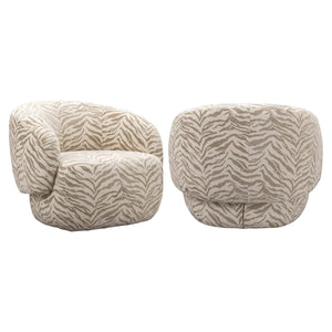 Lounge stoel Milano beige tiger met zebra print stof.