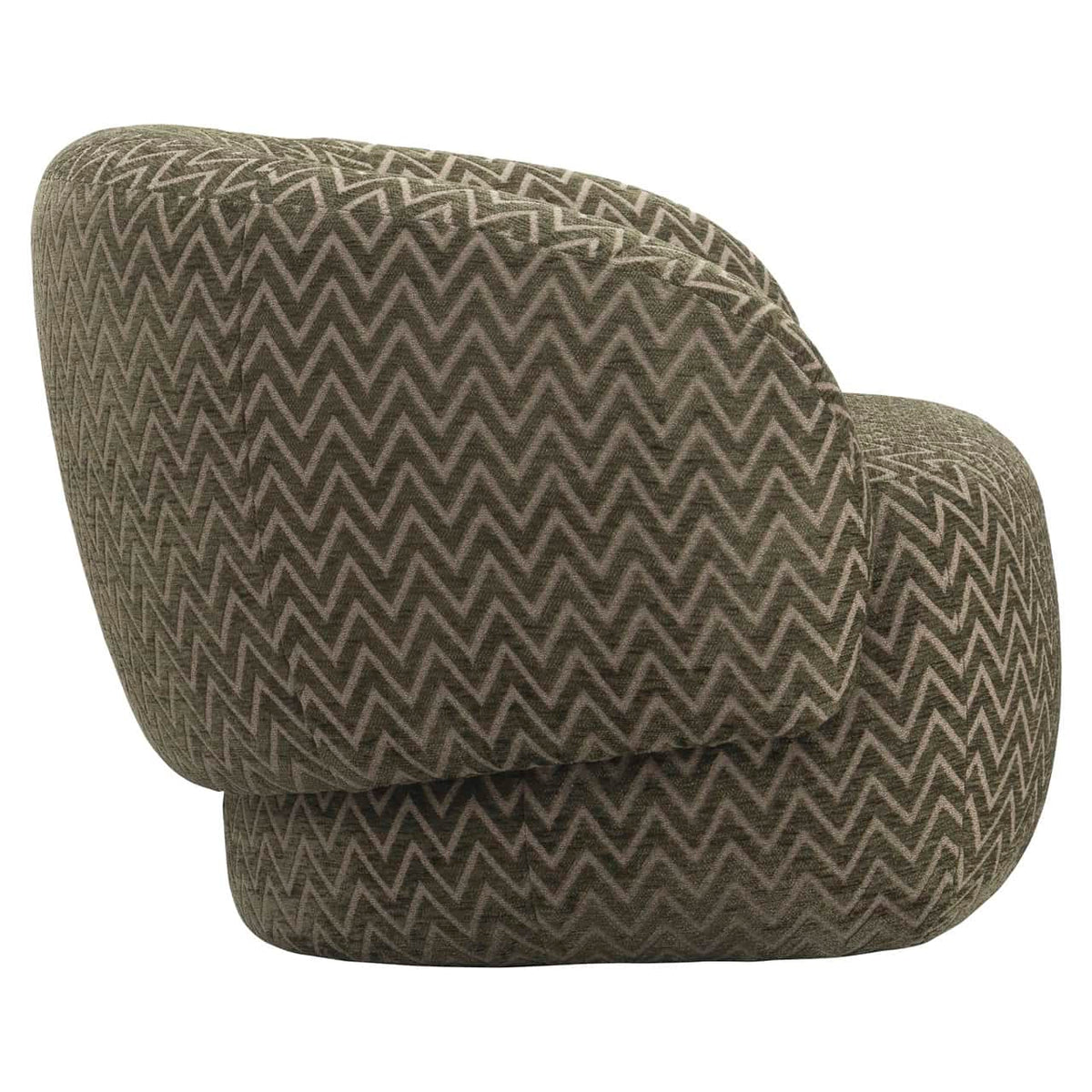 Moderne lounge stoel Milano met moss chevron patroon voor stijlvolle interieurs.