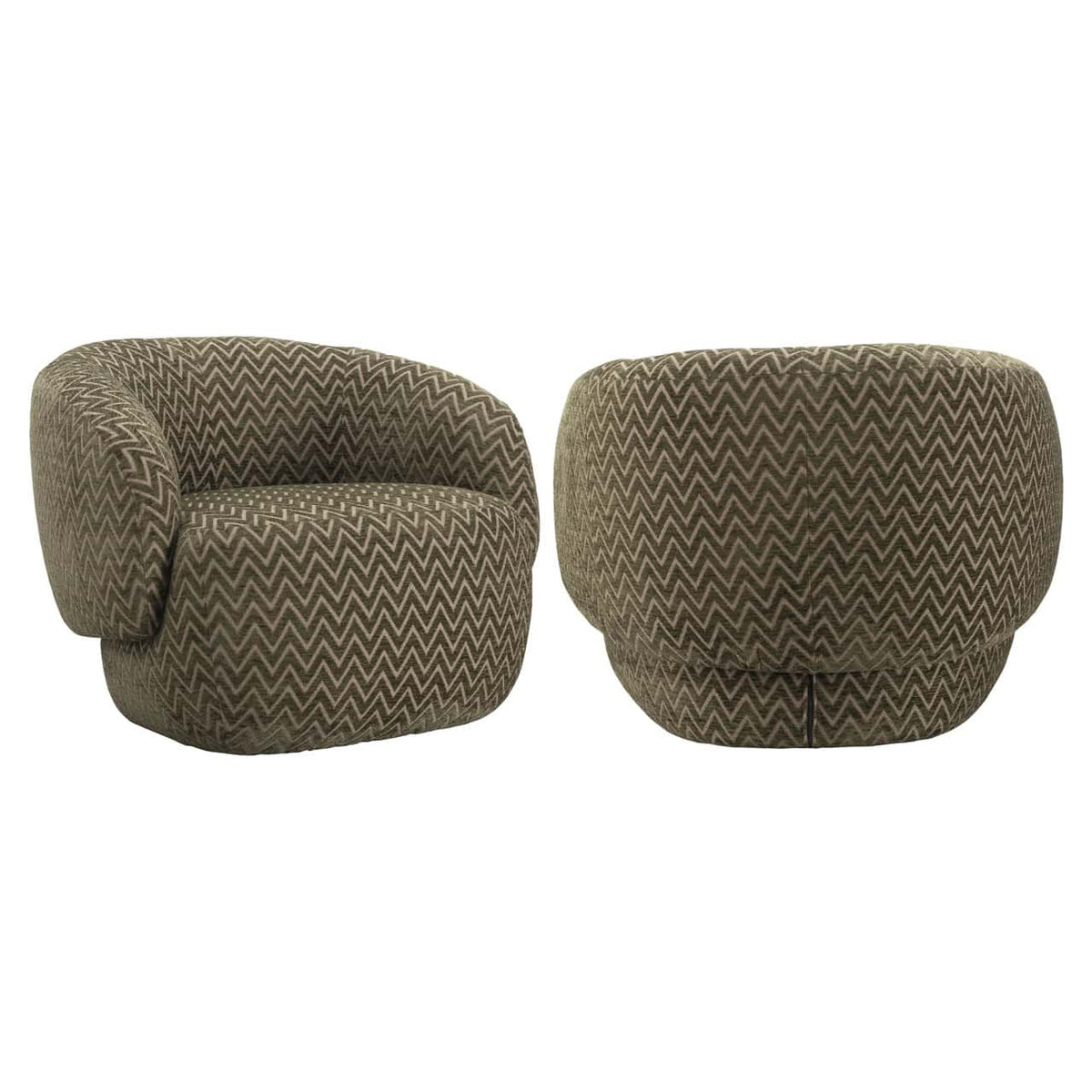 Comfortabele lounge stoel Milano met moss chevron stof.